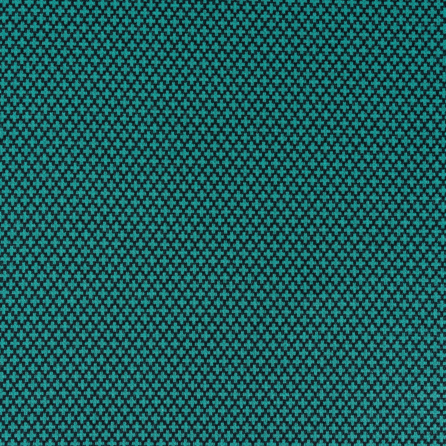 A wider look at the green and black diamond shaped jacquard premium stretch jersey fabric