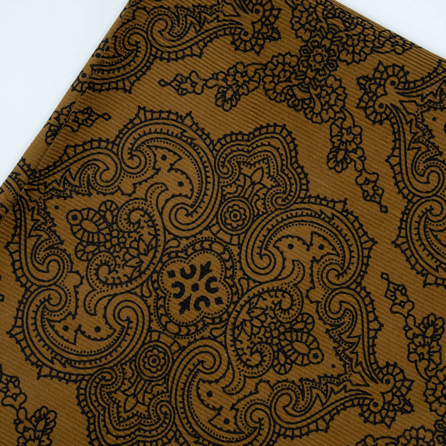 Paisley Print on Tobacco Tan Corduroy – 100% Cotton – Stock Clearance!