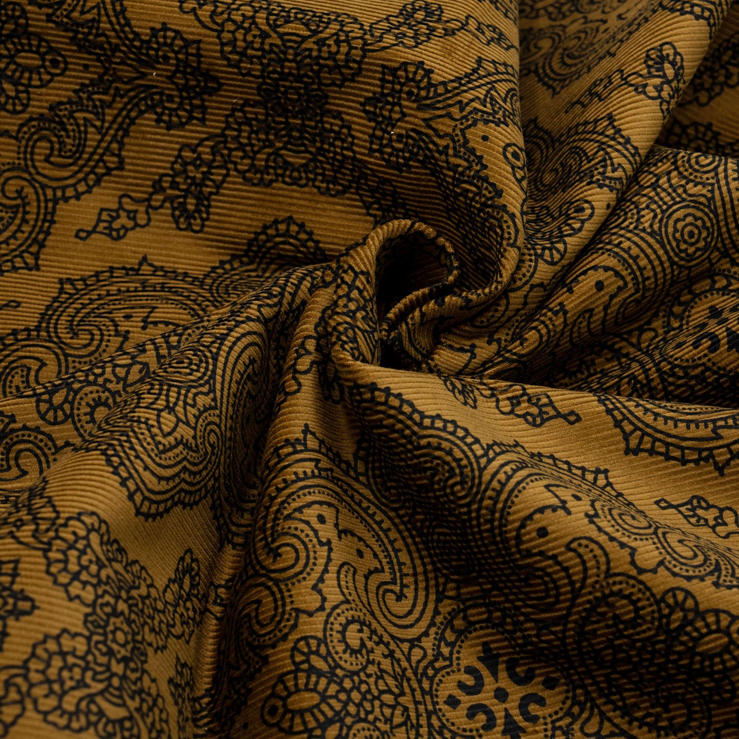 Paisley Print on Tobacco Tan Corduroy – 100% Cotton – Stock Clearance!