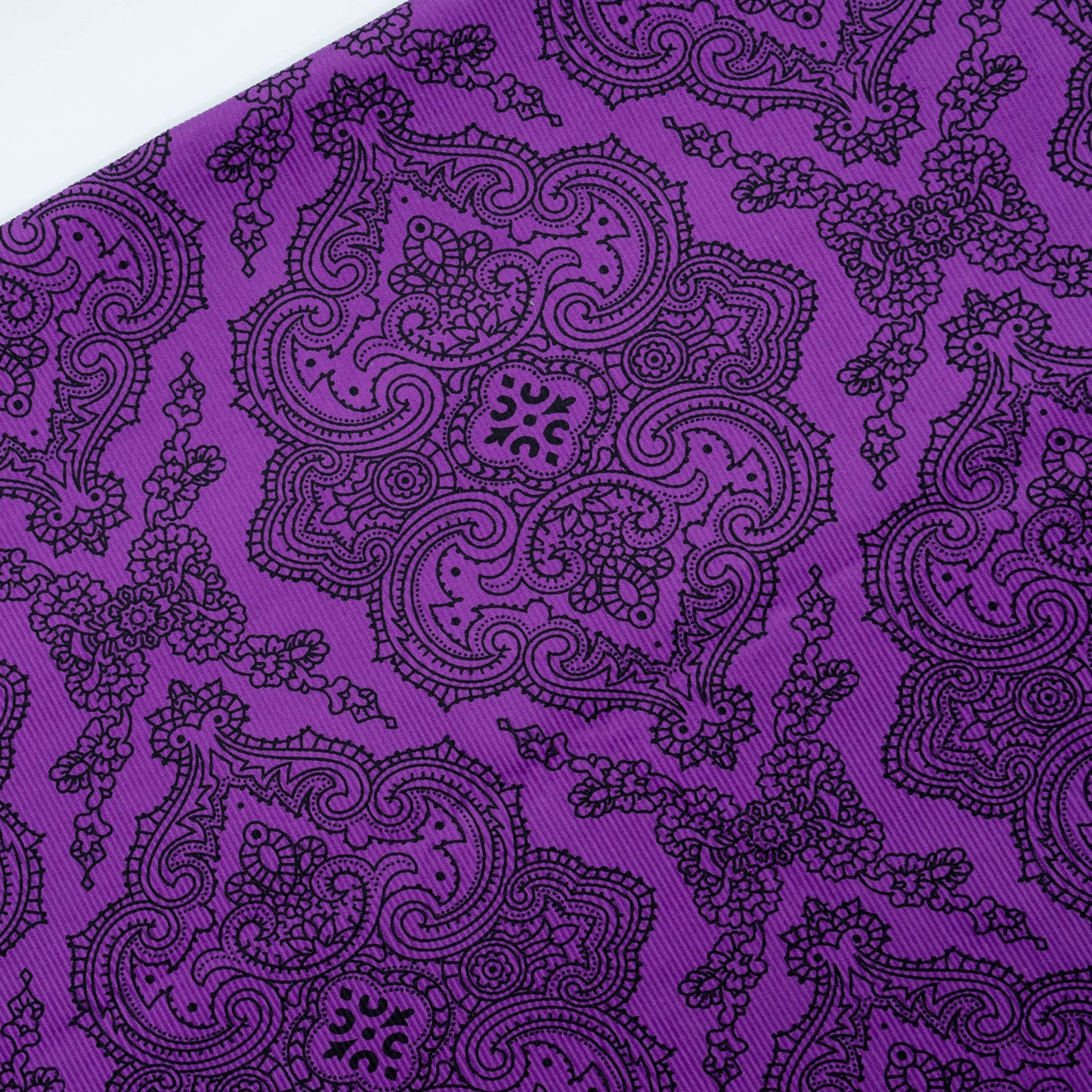 Paisley Print on Purple Corduroy – 100% Cotton – Stock Clearance!