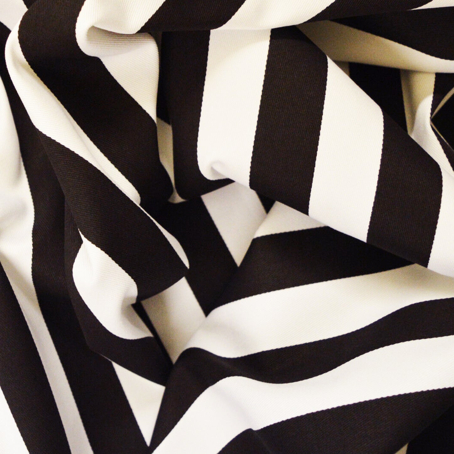Black & White Striped Print Stretch Cotton Twill Fabric