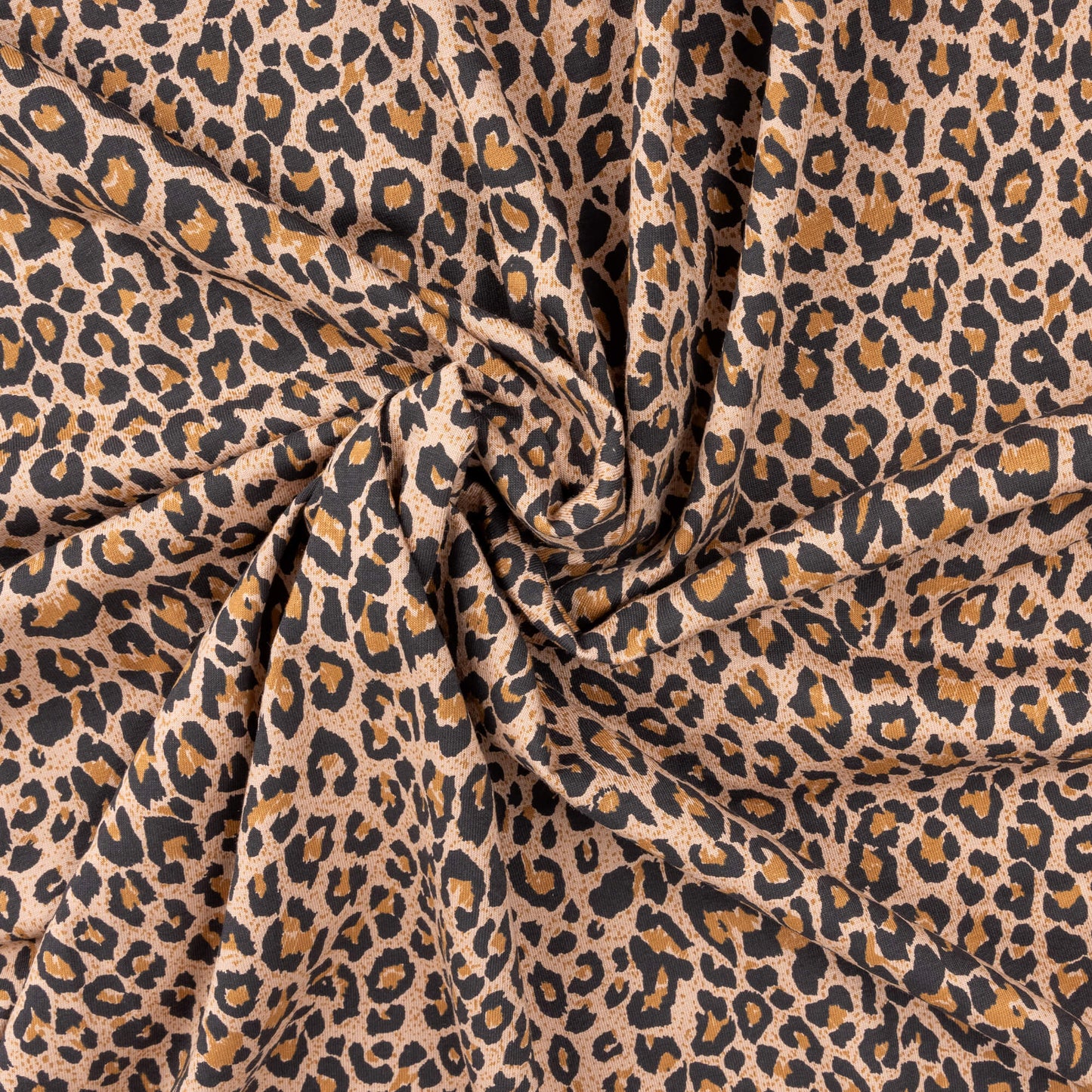 Brown Leopard Print Stretch Single Jersey Fabric