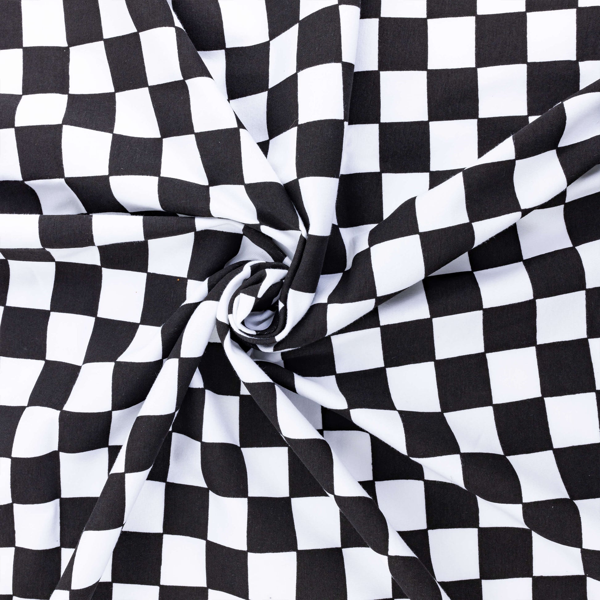 twisted fabric with black and white checkerboard check fabric for crafting projects and dressmaking