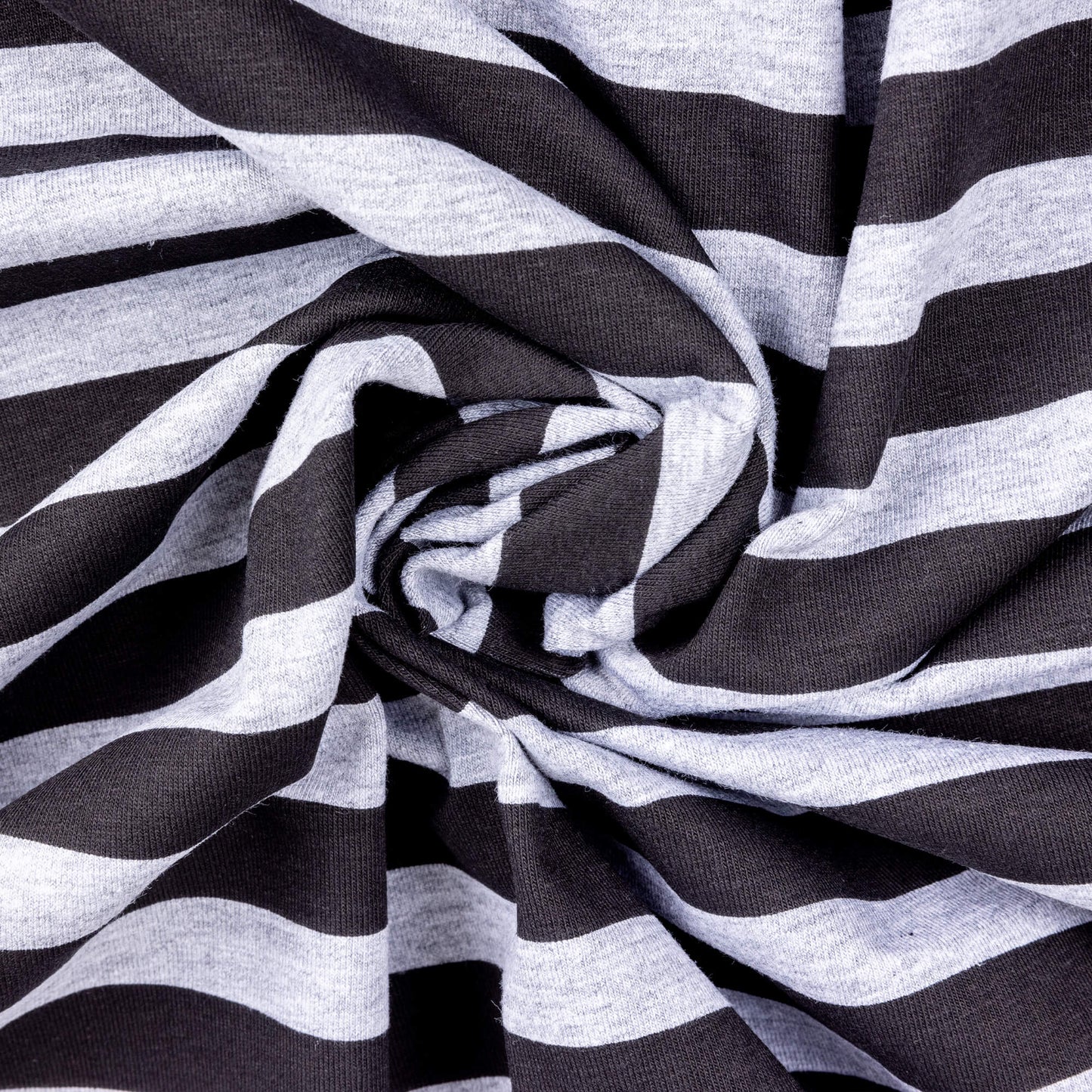 a twist of black and grey striped t-shirt fabric