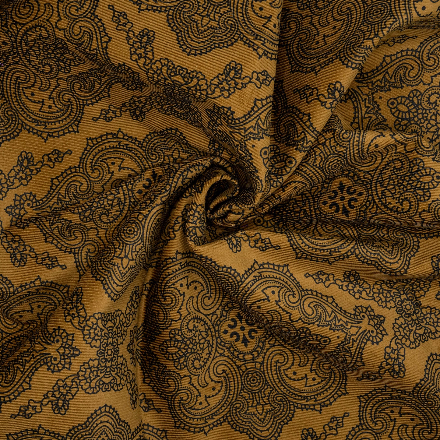 Paisley Print on Tobacco Tan Corduroy – 100% Cotton – Stock Clearance!